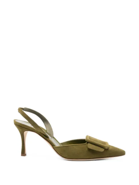 Manolo Blahnik Maysli buckle-detail heeled pumps Green 2190182