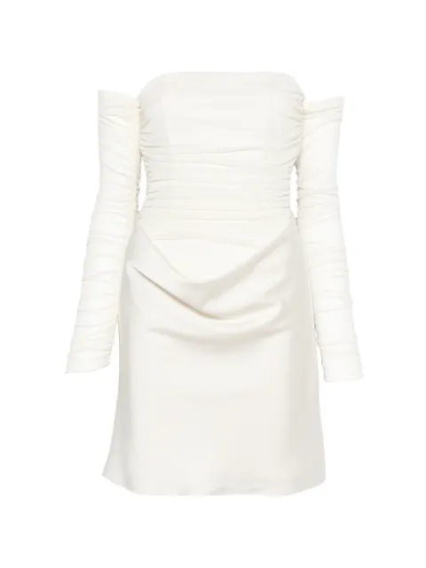 ROTATE BIRGER CHRISTENSEN Ruched mesh mini dress White 115789857