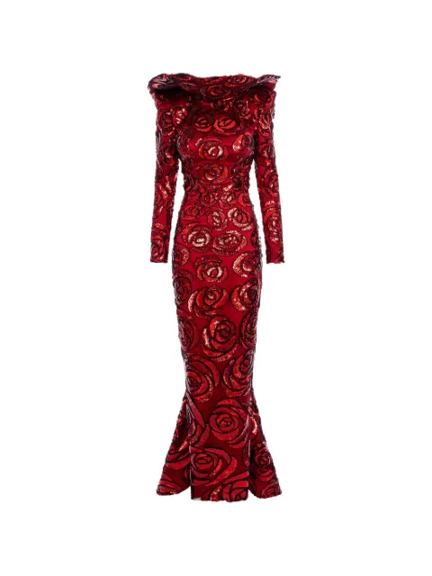 MITILIANE COUTURE sequin-embroidered long dress Red 5218