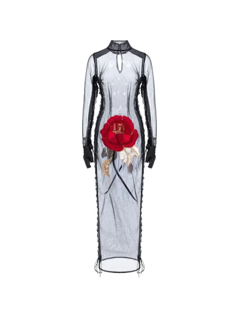 MITILIANE COUTURE rose semi-sheer maxi dress White 5217