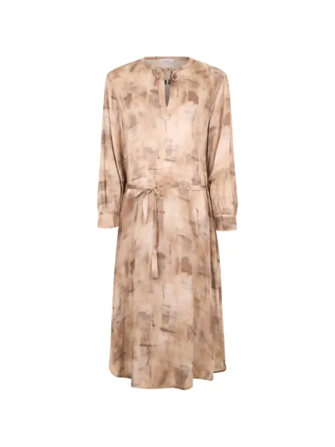 Peserico geometric V-neck dress Neutrals S02008A08168