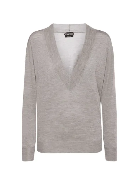 TOM FORD V-neck long-sleeve sweater Grey MAK912YAX087