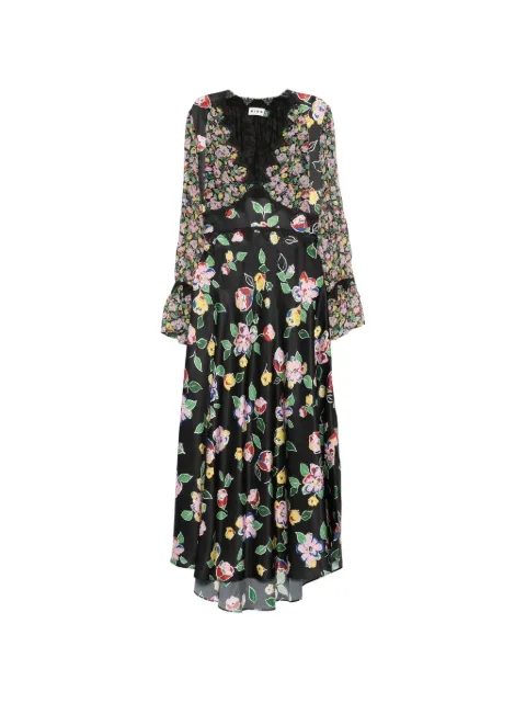 Rixo lace-detail floral-print maxi dress Black 0100553712607545
