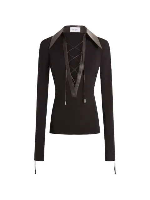 16Arlington Pia lace-up collar top Black T431SS2601VISCOSEJERSEYLTH