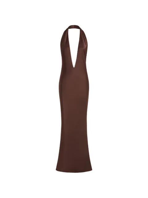 16Arlington Maren halterneck satin maxi dress Brown G120SS2602SATIN