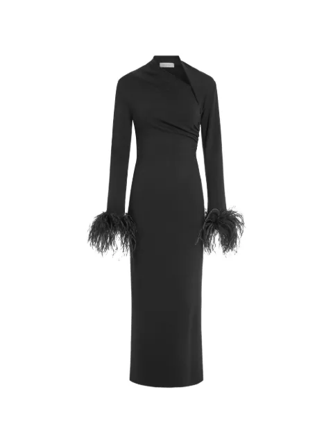 16Arlington Yola feather-trim midi dress Black DMD707SS2601PUNTO