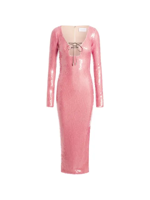 16Arlington Solaria sequin lace-up midi dress Pink DMD220SS2603FLATSEQUIN