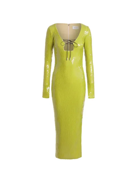 16Arlington Solaria sequin lace-up midi dress Green DMD220SS2601FLATSEQUIN