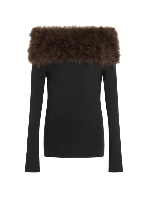 16Arlington Canter feather long-sleeve top Black T311SS2601PUNTO