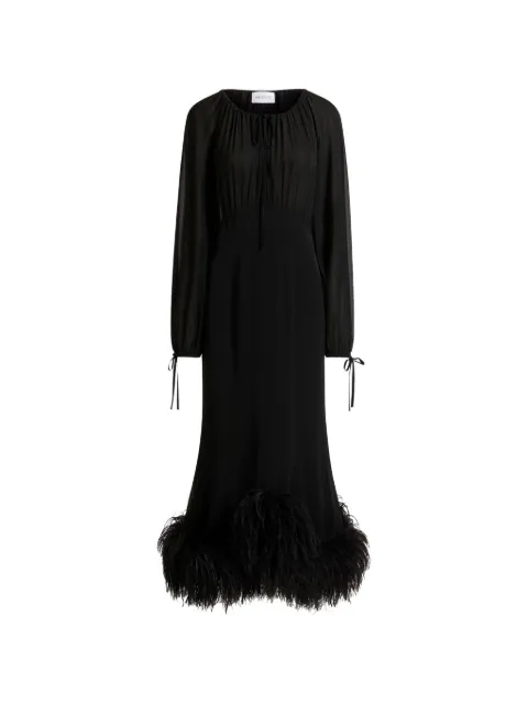 16Arlington Davis feather-trim midi dress Black DMD052SS2602CHIFFON