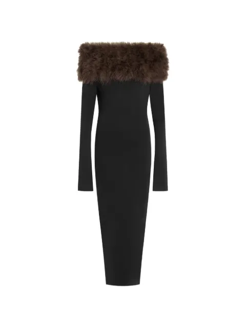 16Arlington Canter feather-trim midi dress Black DMD706SS2601PUNTO
