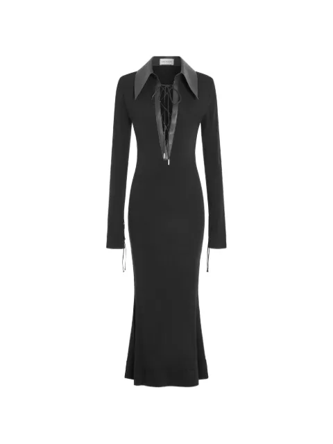16Arlington Talia lace-up collared midi dress Black DMD710SS2601VISCOSEJERSEYLTH