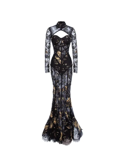 MITILIANE COUTURE embroidered lace maxi dress Black 5209