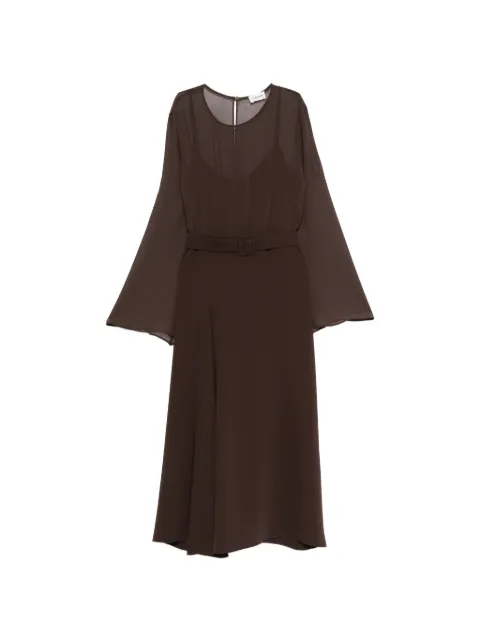 P.A.R.O.S.H. bell-sleeve belted midi dress Brown PANTY26D726119