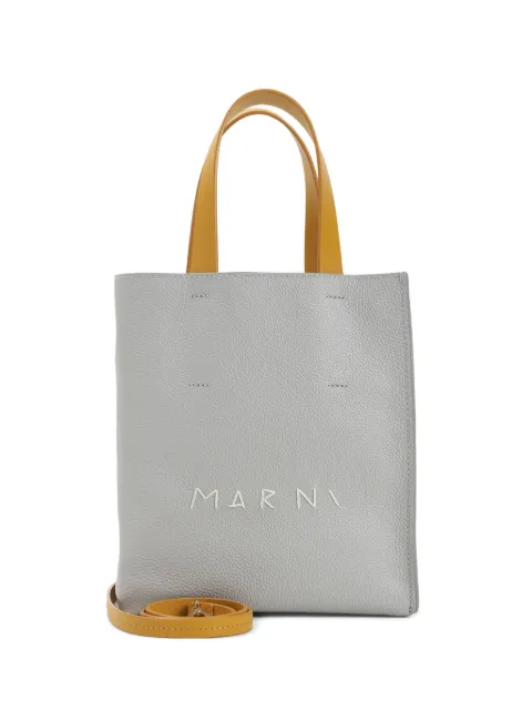 Marni leather Museo mini bag with symbol embroidery Grey SHMP0040L3P6533