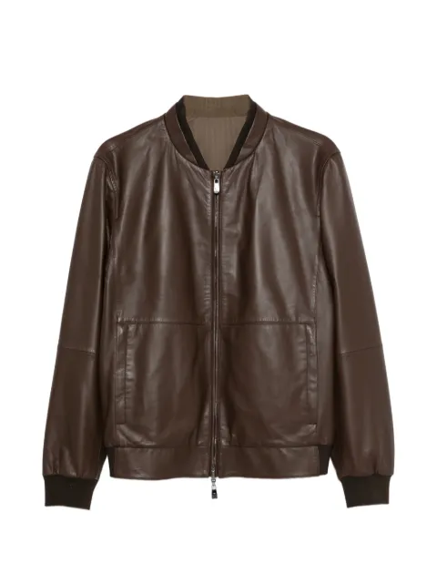 Corneliani zip-up leather jacket Brown 27L5W32720175
