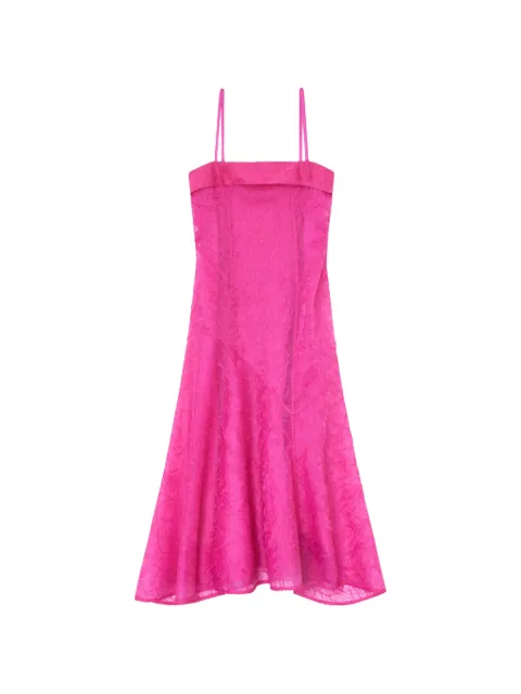 GANNI straps asymmetrical midi dress Pink A1030436
