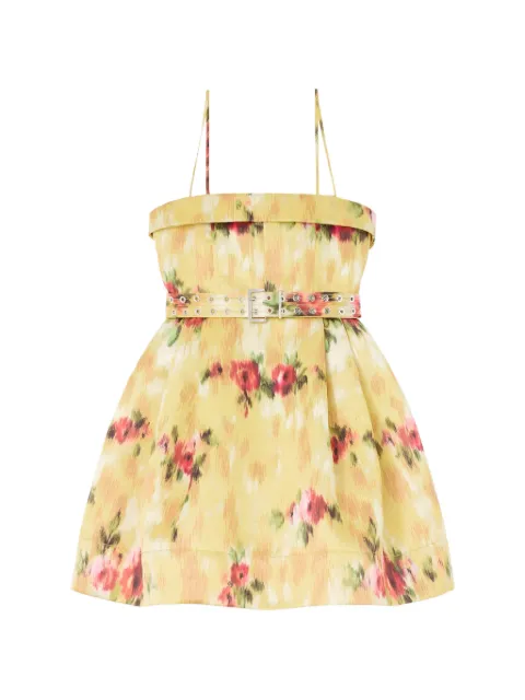 GANNI printed mini dress Yellow A1030245