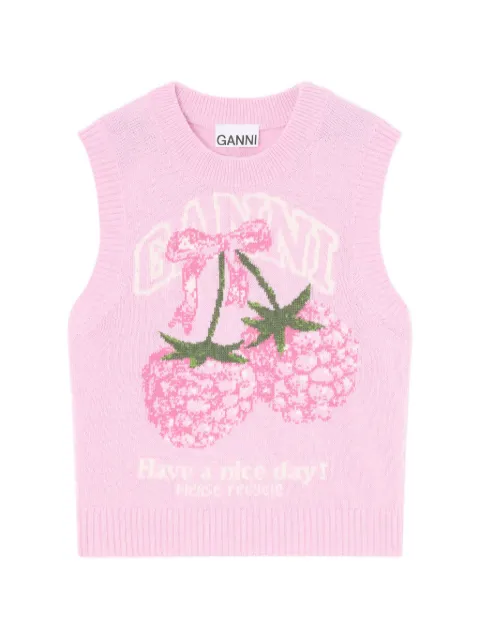 GANNI vest in graphic wool Pink A1070278