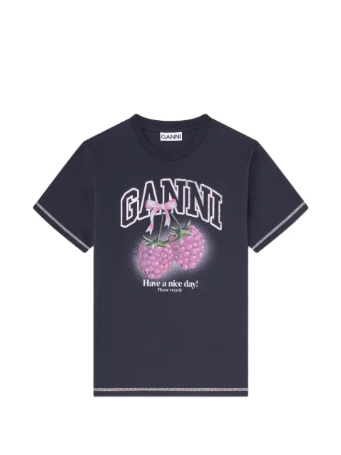GANNI T-shirt with raspberries Blue A1050219
