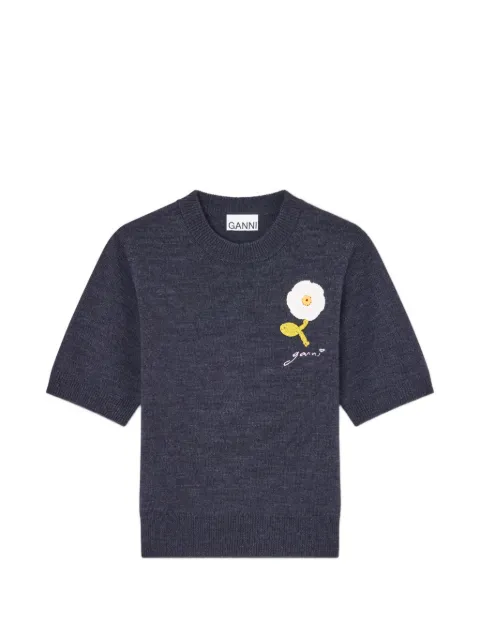 GANNI flower short-sleeve T-shirt Blue A1070268