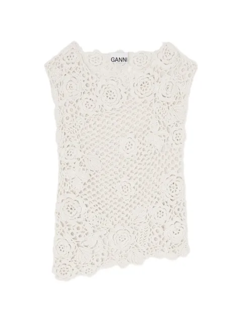 GANNI knit top in cotton crochet Neutrals A1070128