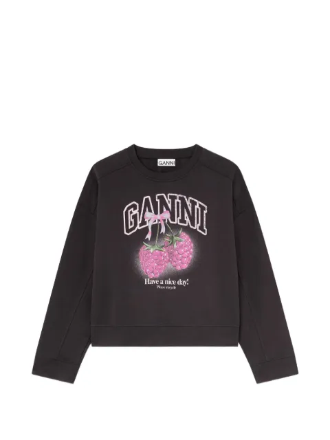 GANNI Isoli graphic-print sweater Black A1060076