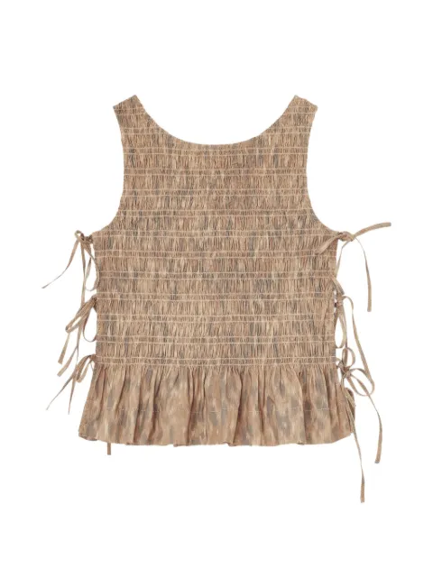 GANNI smock top in printed stretch Neutrals A1040271