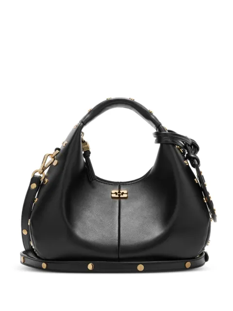 GANNI mini studded tote bag Black B2070