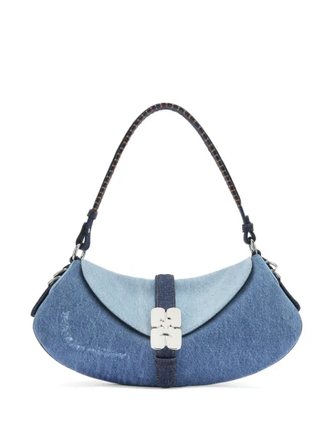 GANNI B-Kat logo-plaque denim tote bag Blue B2060038