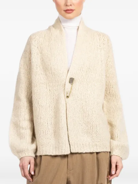 Frenckenberger hand-knit safety-pin cardigan Neutrals S26517HKE