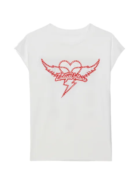 Zadig&Voltaire rhinestone-embellished cap-sleeve T-shirt White JWTT01280103