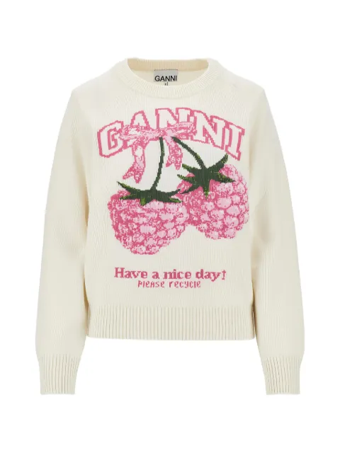 GANNI jumper in graphic wool Neutrals A1070275