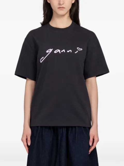 GANNI embroidered T-shirt in grey Grey A1050187