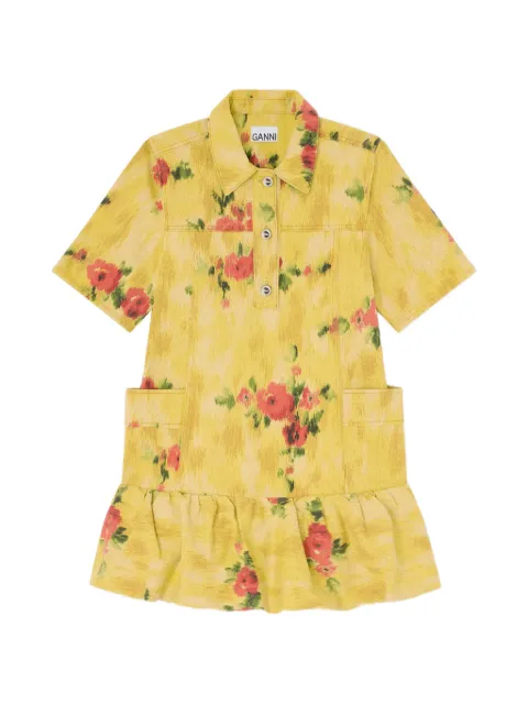 GANNI dress in yellow printed denim Yellow A1030231