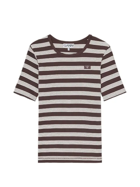 GANNI T-shirt in stripe Brown A1050193