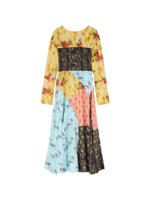 GANNI dress in multi printed silk Yellow A1030561