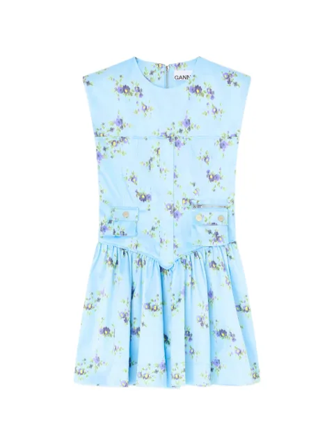 GANNI floral-print mini dress Blue A1030481