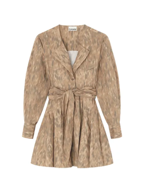 GANNI shirt dress in stretch cotton Neutrals A1030478