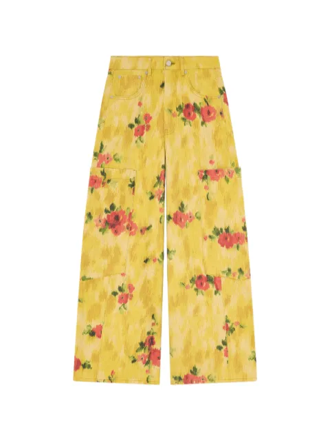 GANNI floral trousers Yellow A1100165