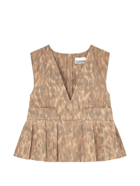 GANNI top in printed cotton Neutrals A1040272