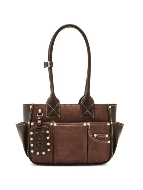 GANNI small Posy stud embellished shoulder bag Brown B2110076