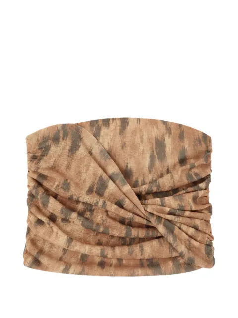 GANNI bandeau top in printed marl mesh Neutrals A1040354