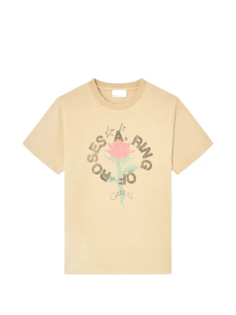 GANNI floral-print round-neck T-shirt Neutrals A1050152