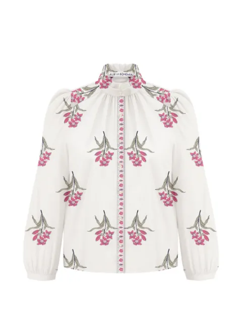 Alix of Bohemia Annabel floral-print ruffle shirt White RS26ANN186S