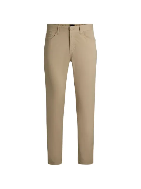 BOSS logo-patch straight trousers Neutrals 50538370