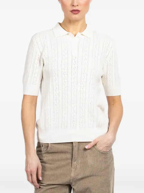 Lisa Yang pointelle-knit polo top White 2026022