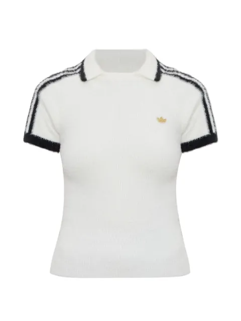 adidas stripe detail polo top White KE1301