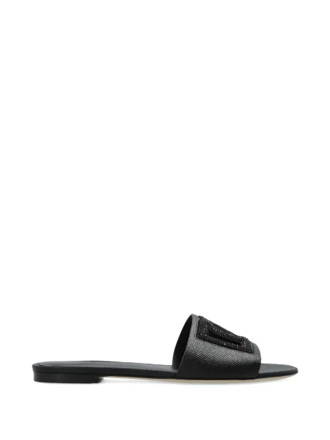 Dolce & Gabbana suede and Dauphine calfskin flat slippers Black CQ0666A0217
