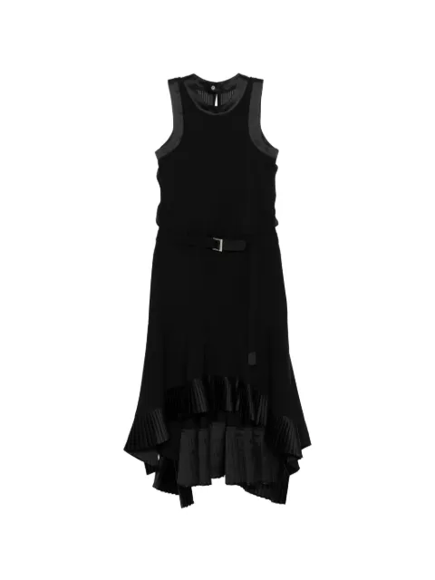 sacai pleated belted midi dress Black 2608411